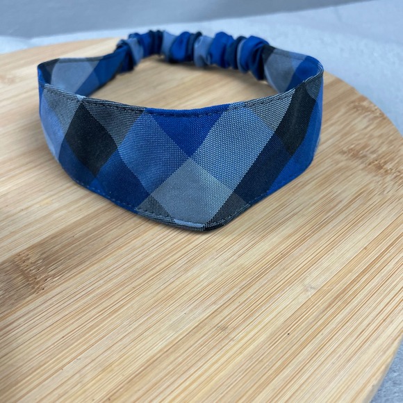 Dennis Uniforms Other - Dennis Uniform Hastings Plaid Elastic Headband Blue Grey Checkered Uniform